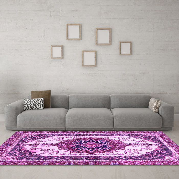 Machine Washable Persian Purple Traditional Area Rugs in a Living Room, wshabs3252pur