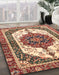 Abstract Brown Red Persian Rug in Family Room, abs3252