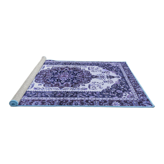 Sideview of Machine Washable Persian Blue Traditional Rug, wshabs3252blu