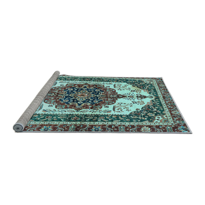 Sideview of Machine Washable Persian Light Blue Traditional Rug, wshabs3252lblu