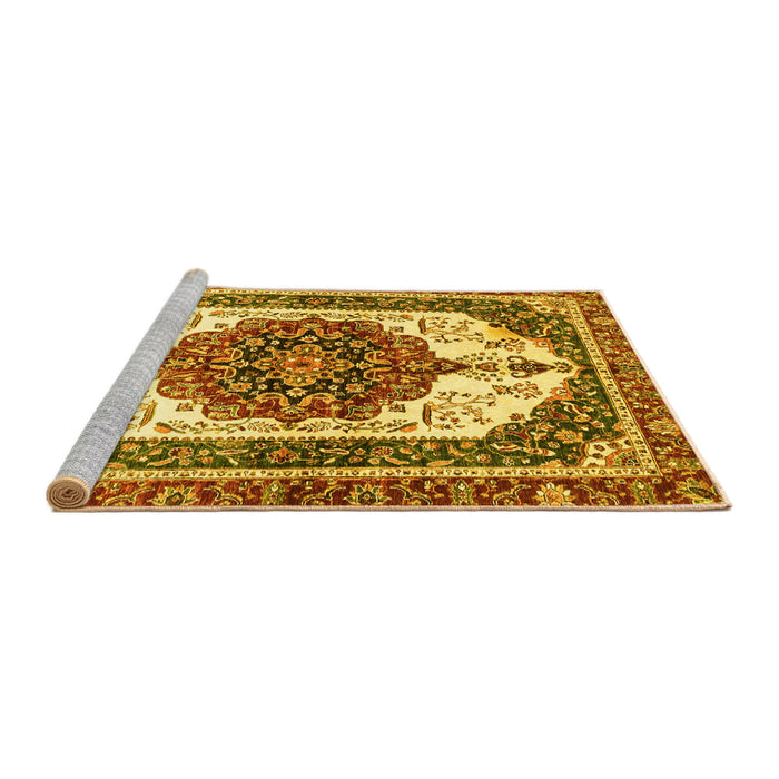 Sideview of Machine Washable Persian Yellow Traditional Rug, wshabs3252yw
