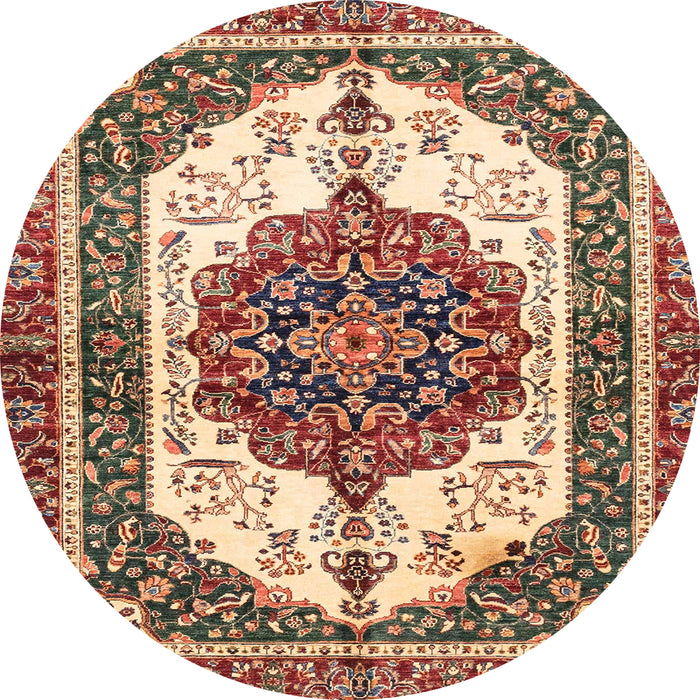 Round Abstract Brown Red Persian Rug, abs3252