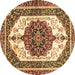 Round Persian Brown Traditional Rug, abs3252brn