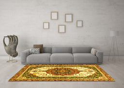 Machine Washable Persian Yellow Traditional Rug in a Living Room, wshabs3252yw