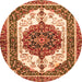 Round Machine Washable Persian Orange Traditional Area Rugs, wshabs3252org