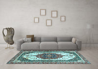 Machine Washable Persian Light Blue Traditional Rug, wshabs3252lblu