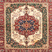 Square Abstract Brown Red Persian Rug, abs3252