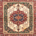 Square Machine Washable Abstract Brown Red Rug, wshabs3252