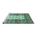 Sideview of Machine Washable Oriental Turquoise Traditional Area Rugs, wshabs3253turq