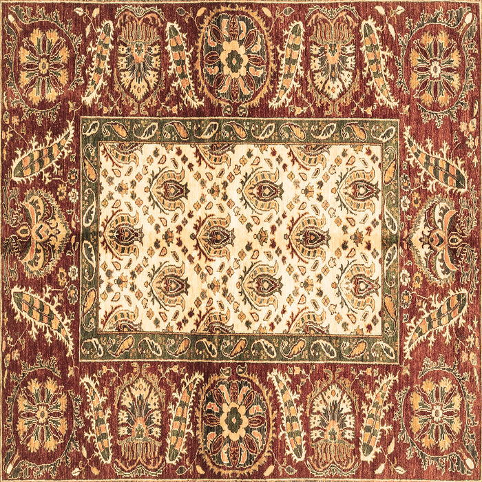 Square Oriental Brown Traditional Rug, abs3253brn