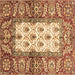 Square Oriental Brown Traditional Rug, abs3253brn