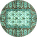 Round Oriental Turquoise Traditional Rug, abs3253turq