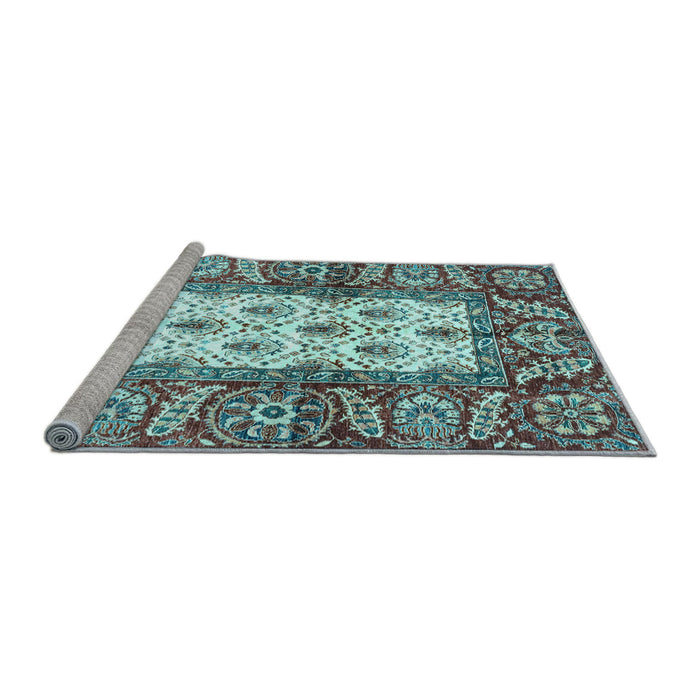 Sideview of Machine Washable Oriental Light Blue Traditional Rug, wshabs3253lblu