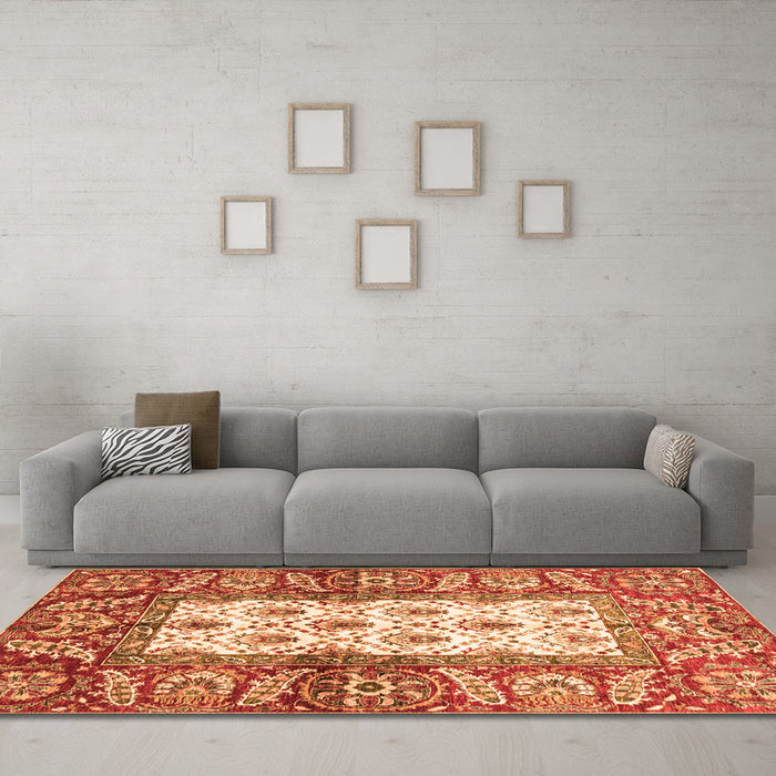 Machine Washable Oriental Orange Traditional Area Rugs in a Living Room, wshabs3253org