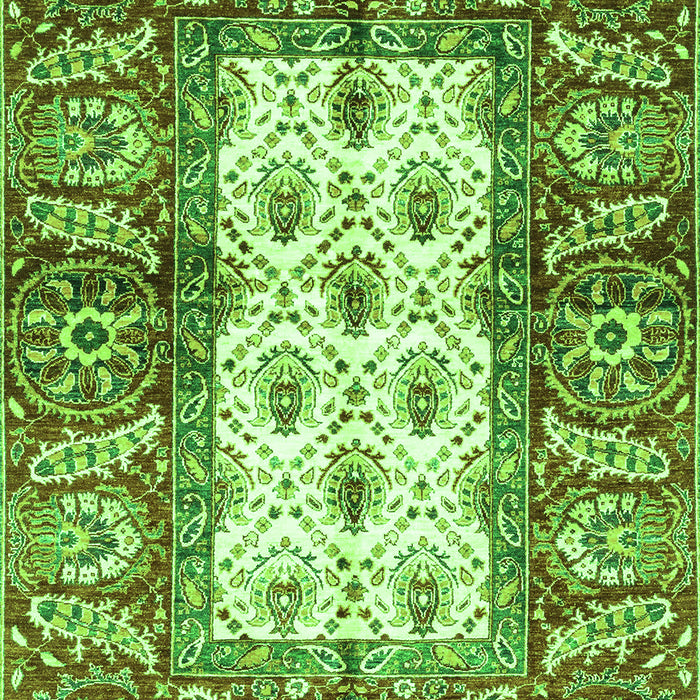 Machine Washable Oriental Green Traditional Area Rugs, wshabs3253grn