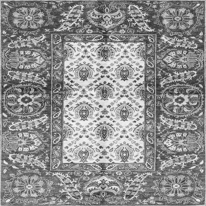 Square Machine Washable Oriental Gray Traditional Rug, wshabs3253gry