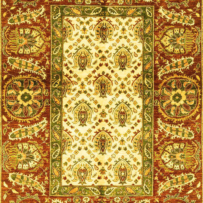 Machine Washable Oriental Yellow Traditional Rug, wshabs3253yw
