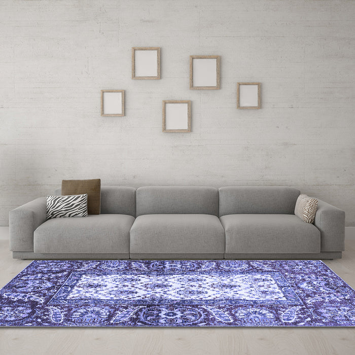 Machine Washable Oriental Blue Traditional Rug in a Living Room, wshabs3253blu