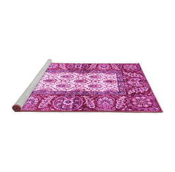 Sideview of Machine Washable Oriental Pink Traditional Rug, wshabs3253pnk