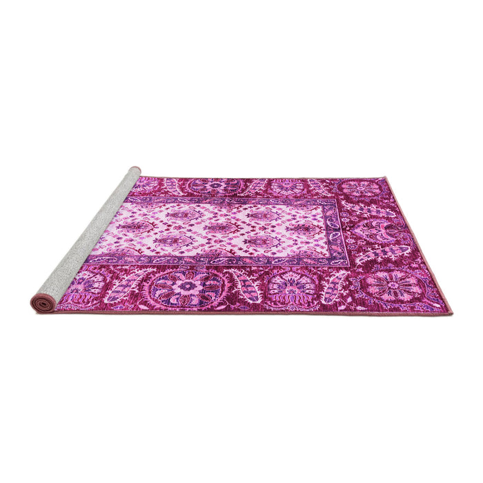 Sideview of Machine Washable Oriental Pink Traditional Rug, wshabs3253pnk