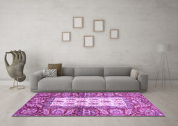 Machine Washable Oriental Purple Traditional Area Rugs in a Living Room, wshabs3253pur