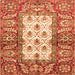 Square Machine Washable Oriental Orange Traditional Area Rugs, wshabs3253org