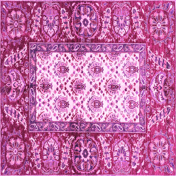 Square Machine Washable Oriental Pink Traditional Rug, wshabs3253pnk