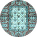 Round Oriental Light Blue Traditional Rug, abs3253lblu