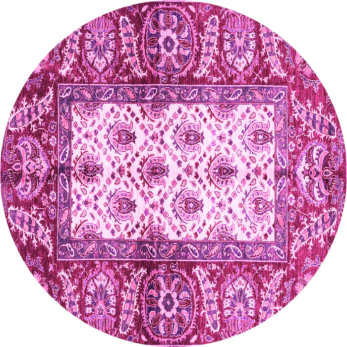 Round Oriental Pink Traditional Rug, abs3253pnk