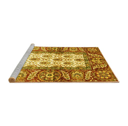 Sideview of Machine Washable Oriental Yellow Traditional Rug, wshabs3253yw