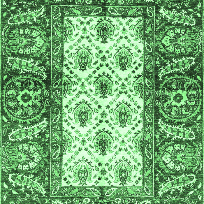Machine Washable Oriental Emerald Green Traditional Area Rugs, wshabs3253emgrn