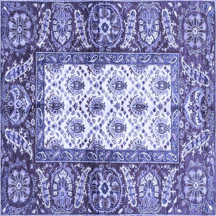 Square Machine Washable Oriental Blue Traditional Rug, wshabs3253blu