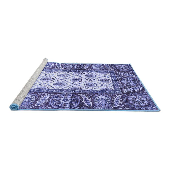 Sideview of Machine Washable Oriental Blue Traditional Rug, wshabs3253blu