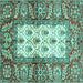 Square Oriental Turquoise Traditional Rug, abs3253turq