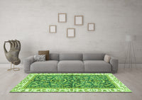 Machine Washable Abstract Green Modern Rug, wshabs3254grn