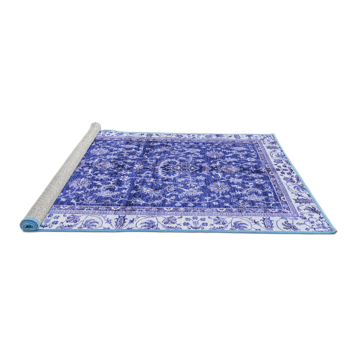 Sideview of Machine Washable Abstract Blue Modern Rug, wshabs3254blu