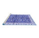 Sideview of Machine Washable Abstract Blue Modern Rug, wshabs3254blu