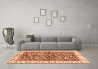 Machine Washable Abstract Orange Modern Rug, wshabs3254org