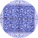 Round Machine Washable Abstract Blue Modern Rug, wshabs3254blu