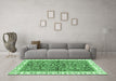 Machine Washable Abstract Emerald Green Modern Area Rugs in a Living Room,, wshabs3254emgrn