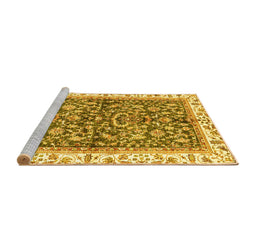 Sideview of Machine Washable Abstract Yellow Modern Rug, wshabs3254yw