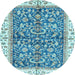 Round Machine Washable Abstract Light Blue Modern Rug, wshabs3254lblu