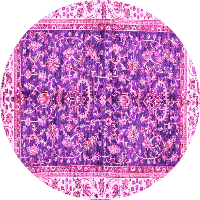 Round Machine Washable Abstract Pink Modern Rug, wshabs3254pnk