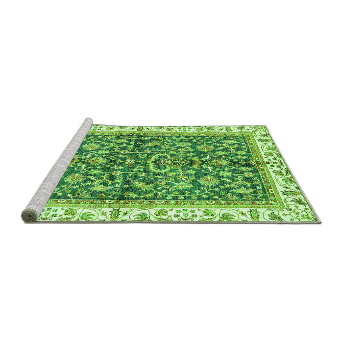 Sideview of Machine Washable Abstract Green Modern Area Rugs, wshabs3254grn