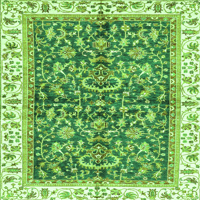 Square Machine Washable Abstract Green Modern Area Rugs, wshabs3254grn