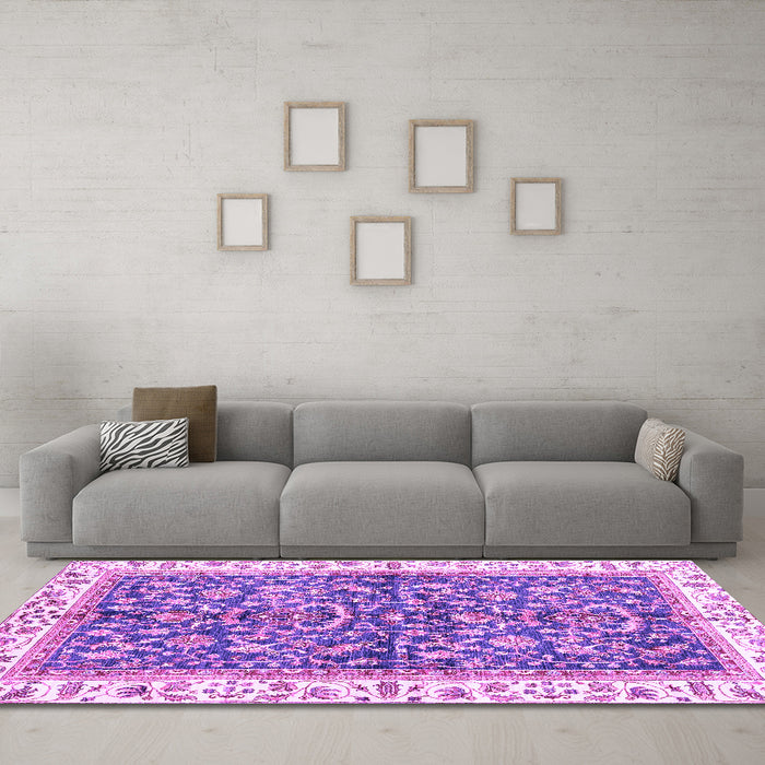 Machine Washable Abstract Purple Modern Area Rugs in a Living Room, wshabs3254pur