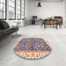 Round Abstract Purple Modern Rug in a Office, abs3254