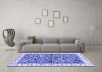 Machine Washable Abstract Blue Modern Rug, wshabs3254blu