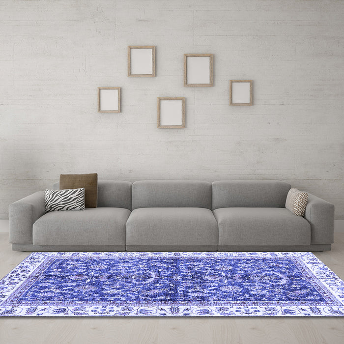 Machine Washable Abstract Blue Modern Rug in a Living Room, wshabs3254blu