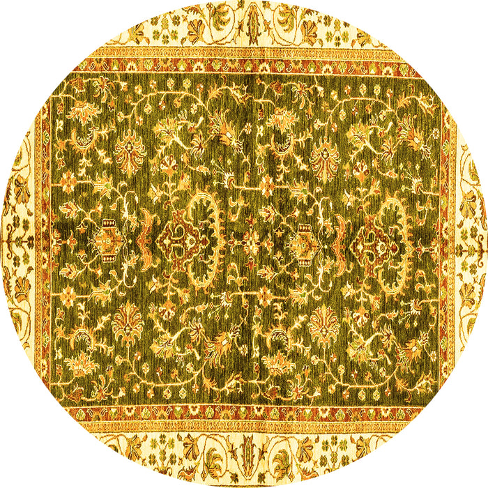 Round Abstract Yellow Modern Rug, abs3254yw